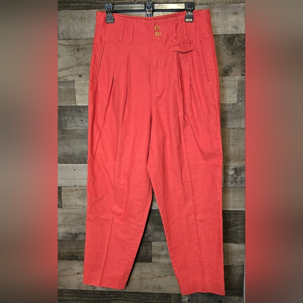 Dockers Coral Pleated cotton/linen High-Waist Chinos